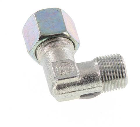 R 3/8'' Male x 10S Zinc plated Steel 90 deg Elbow Fitting 630 Bar DIN 2353