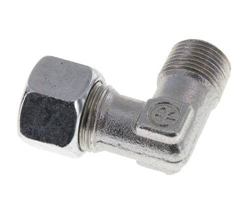 R 3/8'' Male x 12L Zinc plated Steel 90 deg Elbow Fitting 315 Bar DIN 2353