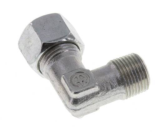 R 3/8'' Male x 12L Zinc plated Steel 90 deg Elbow Fitting 315 Bar DIN 2353