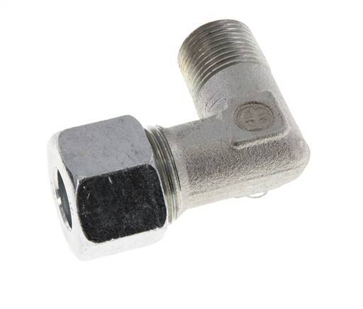 R 3/8'' Male x 12S Zinc plated Steel 90 deg Elbow Fitting 630 Bar DIN 2353