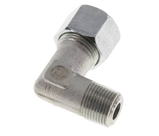 R 3/8'' Male x 12S Zinc plated Steel 90 deg Elbow Fitting 630 Bar DIN 2353
