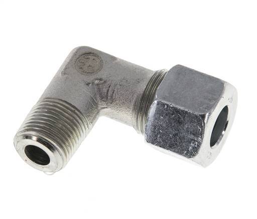 R 3/8'' Male x 12S Zinc plated Steel 90 deg Elbow Fitting 630 Bar DIN 2353