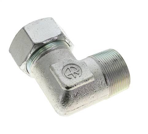 1 1/2'' NPT Male x 38S Zinc plated Steel 90 deg Elbow Cutting ring 315 Bar DIN 2353