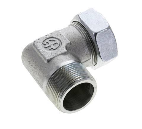 1 1/2'' NPT Male x 42L Zinc plated Steel 90 deg Elbow Cutting ring 160 Bar DIN 2353