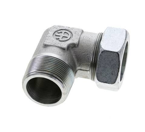1 1/2'' NPT Male x 42L Zinc plated Steel 90 deg Elbow Cutting ring 160 Bar DIN 2353
