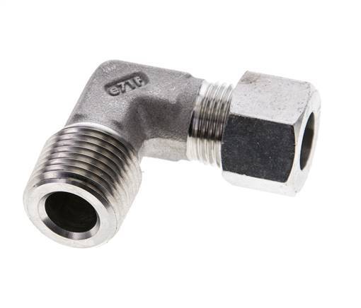 1/2'' NPT Male x 12L Stainless steel 90 deg Elbow Cutting ring 315 Bar DIN 2353