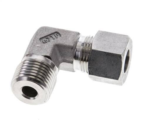 1/2'' NPT Male x 12S Stainless steel 90 deg Elbow Cutting ring 630 Bar DIN 2353