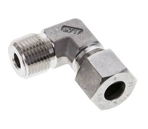 1/2'' NPT Male x 12S Stainless steel 90 deg Elbow Cutting ring 630 Bar DIN 2353