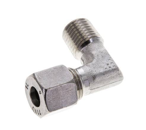 1/4'' NPT Male x 8L Stainless steel 90 deg Elbow Cutting ring 315 Bar DIN 2353