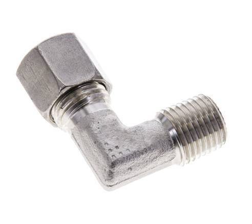1/4'' NPT Male x 8L Stainless steel 90 deg Elbow Cutting ring 315 Bar DIN 2353