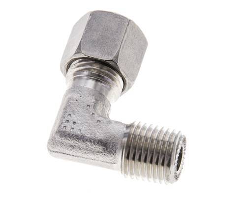 1/4'' NPT Male x 8L Stainless steel 90 deg Elbow Cutting ring 315 Bar DIN 2353