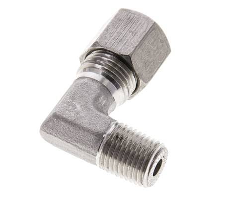 1/4'' NPT Male x 8S Stainless steel 90 deg Elbow Cutting ring 630 Bar DIN 2353