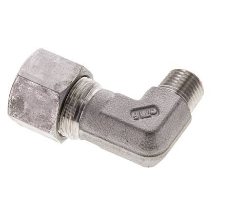 1/4'' NPT Male x 12S Stainless steel 90 deg Elbow Cutting ring 630 Bar DIN 2353