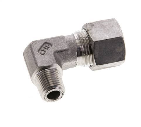 1/4'' NPT Male x 12S Stainless steel 90 deg Elbow Cutting ring 630 Bar DIN 2353