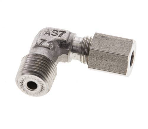 1/8'' NPT Male x 4LL Stainless steel 90 deg Elbow Cutting ring 100 Bar DIN 2353
