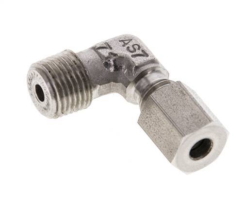 1/8'' NPT Male x 4LL Stainless steel 90 deg Elbow Cutting ring 100 Bar DIN 2353