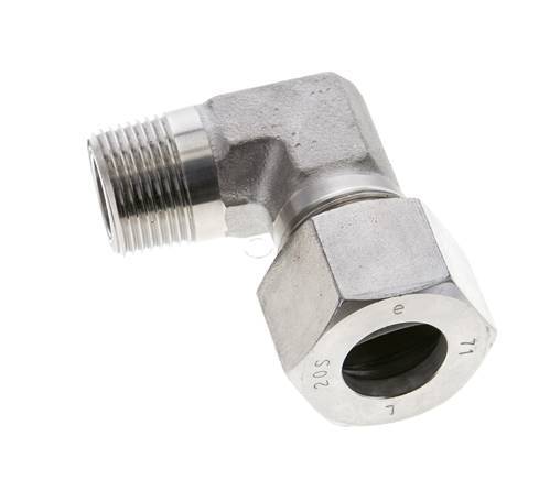 3/4'' NPT Male x 20S Stainless steel 90 deg Elbow Cutting ring 400 Bar DIN 2353