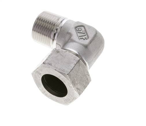 3/4'' NPT Male x 22L Stainless steel 90 deg Elbow Cutting ring 160 Bar DIN 2353
