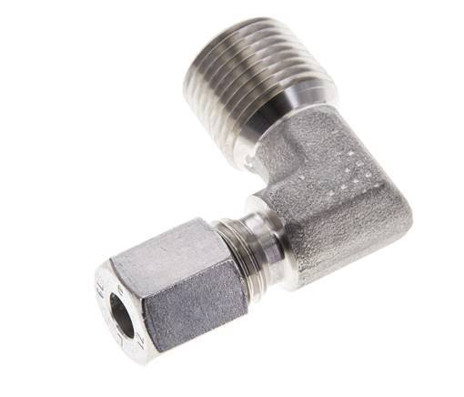 3/8'' NPT Male x 6L Stainless steel 90 deg Elbow Cutting ring 315 Bar DIN 2353