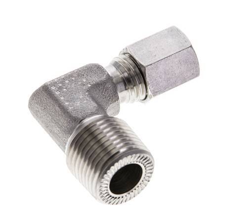 3/8'' NPT Male x 6L Stainless steel 90 deg Elbow Cutting ring 315 Bar DIN 2353