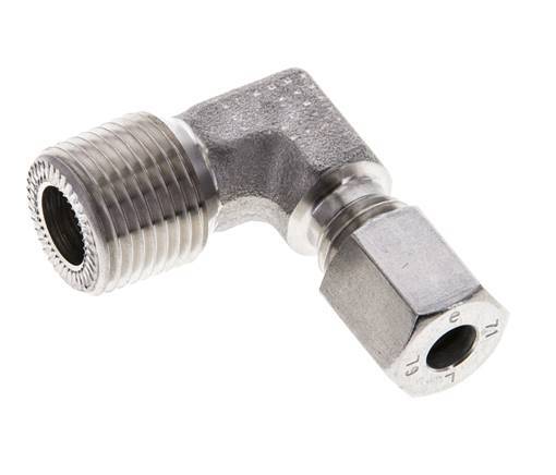 3/8'' NPT Male x 6L Stainless steel 90 deg Elbow Cutting ring 315 Bar DIN 2353