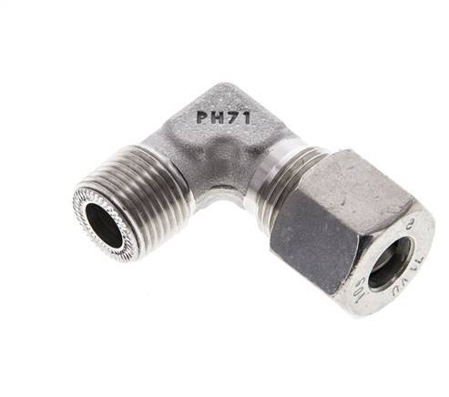 3/8'' NPT Male x 10S Stainless steel 90 deg Elbow Cutting ring 630 Bar DIN 2353
