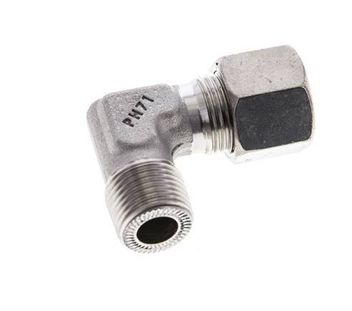 3/8'' NPT Male x 10S Stainless steel 90 deg Elbow Cutting ring 630 Bar DIN 2353