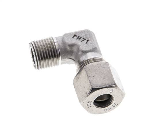 3/8'' NPT Male x 10S Stainless steel 90 deg Elbow Cutting ring 630 Bar DIN 2353