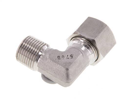 R 3/8'' Male x 12L Stainless steel 90 deg Elbow Fitting 315 Bar DIN 2353