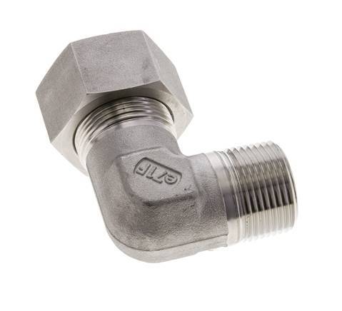 1'' NPT Male x 25S Stainless steel 90 deg Elbow Cutting ring 400 Bar DIN 2353