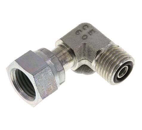 UNF 9/16''-18 x UNF 9/16''-18 M/F Zinc plated Steel 90 deg Elbow Fitting ORFS 630 Bar - Hydraulic