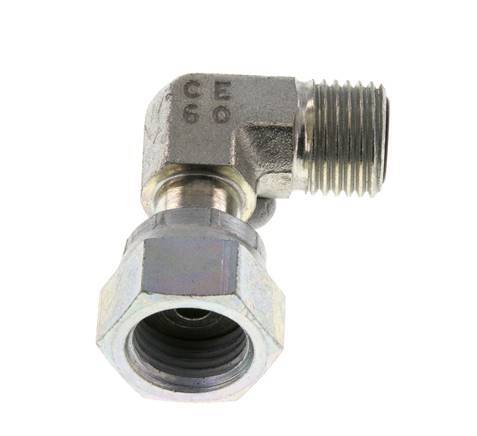 UNF 9/16''-18 x UNF 9/16''-18 M/F Zinc plated Steel 90 deg Elbow Fitting ORFS 630 Bar - Hydraulic