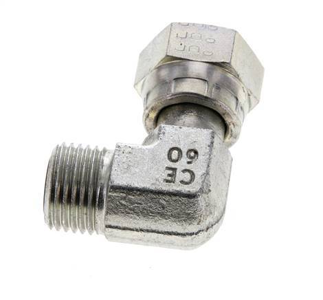 UN 11/16''-16 x UN 11/16''-16 M/F Zinc plated Steel 90 deg Elbow Fitting ORFS 630 Bar - Hydraulic