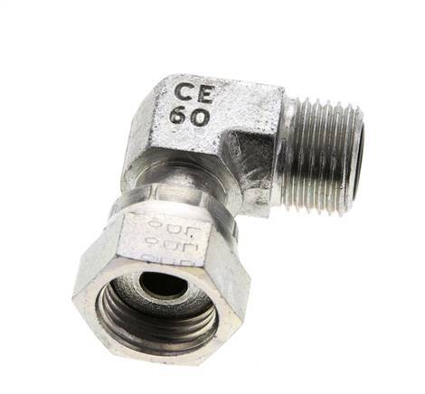 UN 11/16''-16 x UN 11/16''-16 M/F Zinc plated Steel 90 deg Elbow Fitting ORFS 630 Bar - Hydraulic