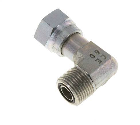 UN 13/16''-16 x UN 13/16''-16 M/F Zinc plated Steel 90 deg Elbow Fitting ORFS 630 Bar - Hydraulic