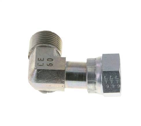 UN 13/16''-16 x UN 13/16''-16 M/F Zinc plated Steel 90 deg Elbow Fitting ORFS 630 Bar - Hydraulic