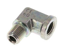 1/4'' NPT x 1/4'' NPT M/F Zinc plated Steel 90 deg Elbow Fitting 275 Bar - Hydraulic
