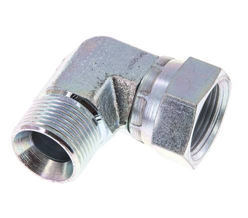 G 3/4'' M/F Zinc plated Steel 90 deg Elbow Fitting 175 Bar - Hydraulic