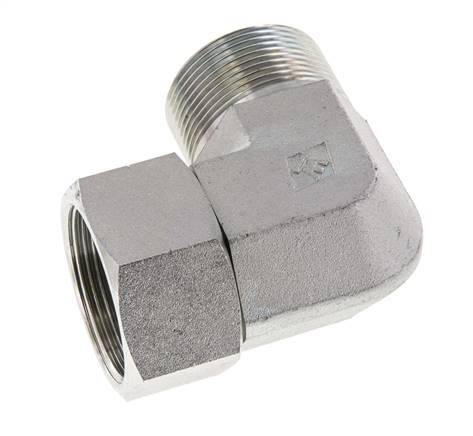 G 1 1/2'' M/F Zinc plated Steel 90 deg Elbow Fitting 125 Bar - Hydraulic