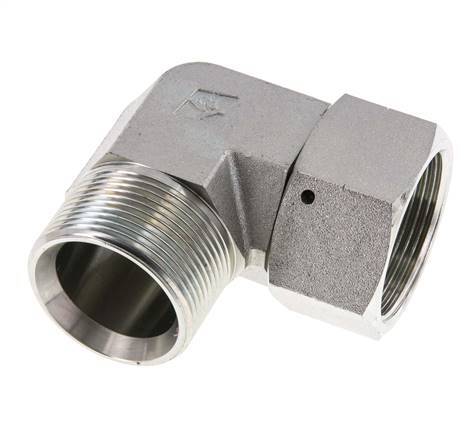 G 1 1/2'' M/F Zinc plated Steel 90 deg Elbow Fitting 125 Bar - Hydraulic