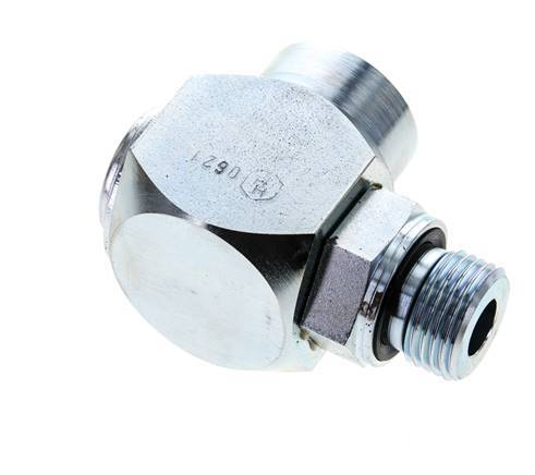 G 1/2'' M/F Zinc plated Steel 90 deg Elbow Swivel Joint High-pressure 400 Bar - Hydraulic