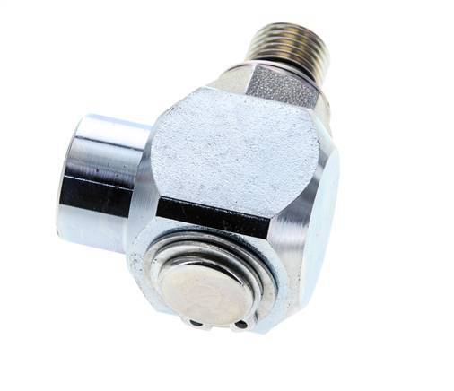 G 1/4'' M/F Zinc plated Steel 90 deg Elbow Swivel Joint High-pressure 400 Bar - Hydraulic