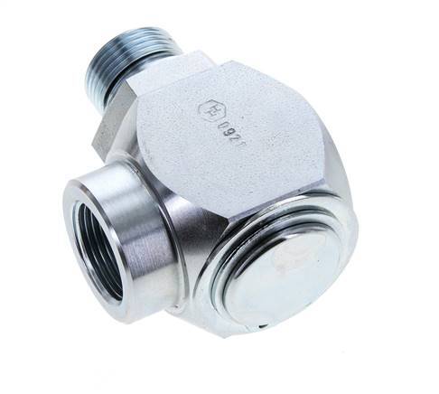 G 3/4'' M/F Zinc plated Steel 90 deg Elbow Swivel Joint High-pressure 250 Bar - Hydraulic
