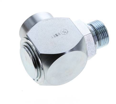 G 3/4'' M/F Zinc plated Steel 90 deg Elbow Swivel Joint High-pressure 250 Bar - Hydraulic