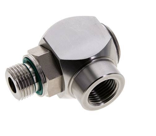 G 1/2'' M/F Stainless steel 90 deg Elbow Swivel Joint High-pressure 400 Bar - Hydraulic