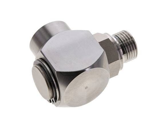 G 1/2'' M/F Stainless steel 90 deg Elbow Swivel Joint High-pressure 400 Bar - Hydraulic