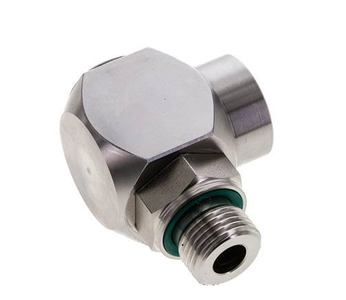 G 1/2'' M/F Stainless steel 90 deg Elbow Swivel Joint High-pressure 400 Bar - Hydraulic