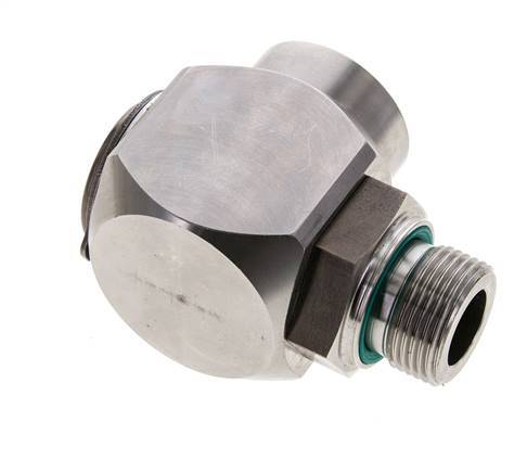 G 3/4'' M/F Stainless steel 90 deg Elbow Swivel Joint High-pressure 250 Bar - Hydraulic