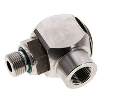 G 3/8'' M/F Stainless steel 90 deg Elbow Swivel Joint High-pressure 400 Bar - Hydraulic