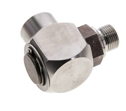 G 3/8'' M/F Stainless steel 90 deg Elbow Swivel Joint High-pressure 400 Bar - Hydraulic
